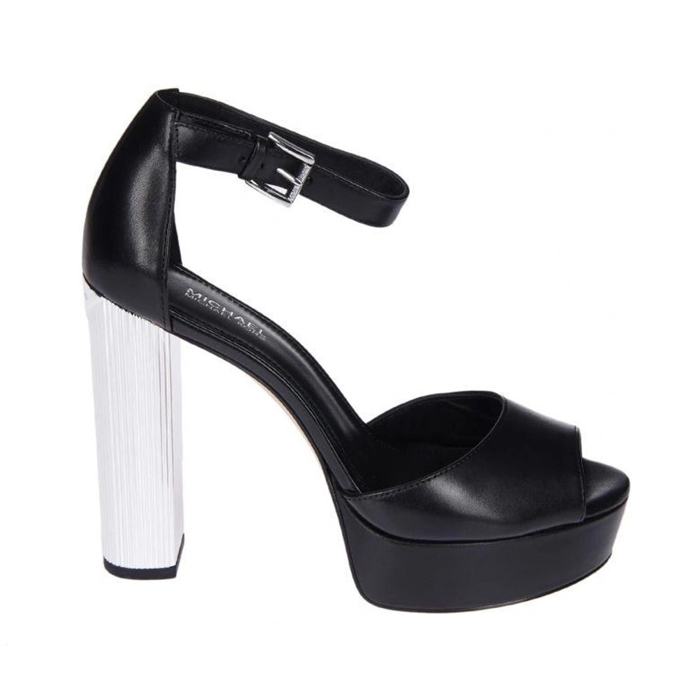 Michael Kors Paloma Black and Silver Platform Sandals - Picture 1 of 11